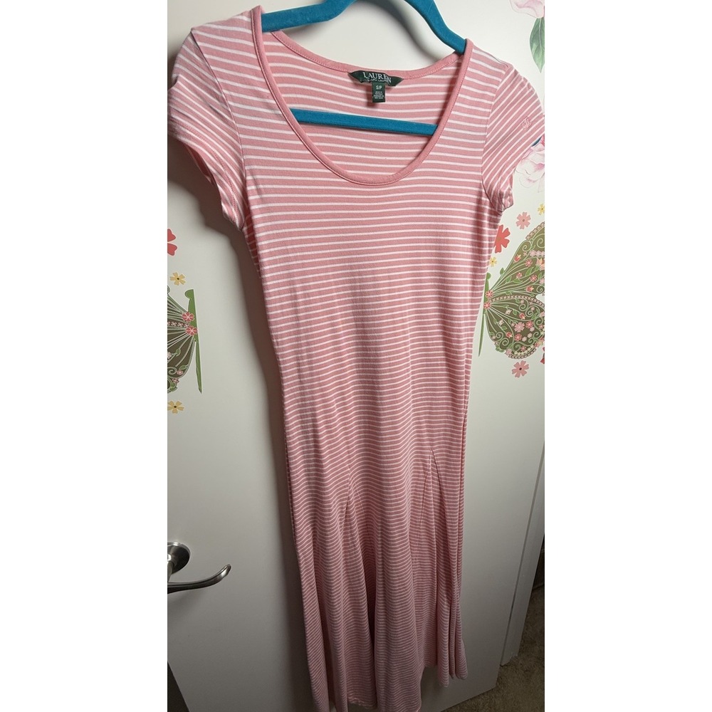 Lauren Ralph Lauren Women's Striped Maxi Dress Pink Size Small‎